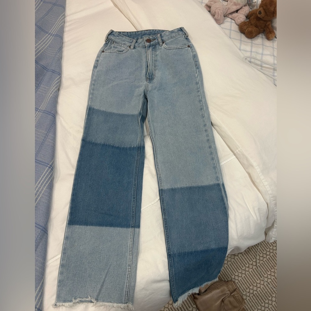 Wrangler Blue Color Block Flare Jeans